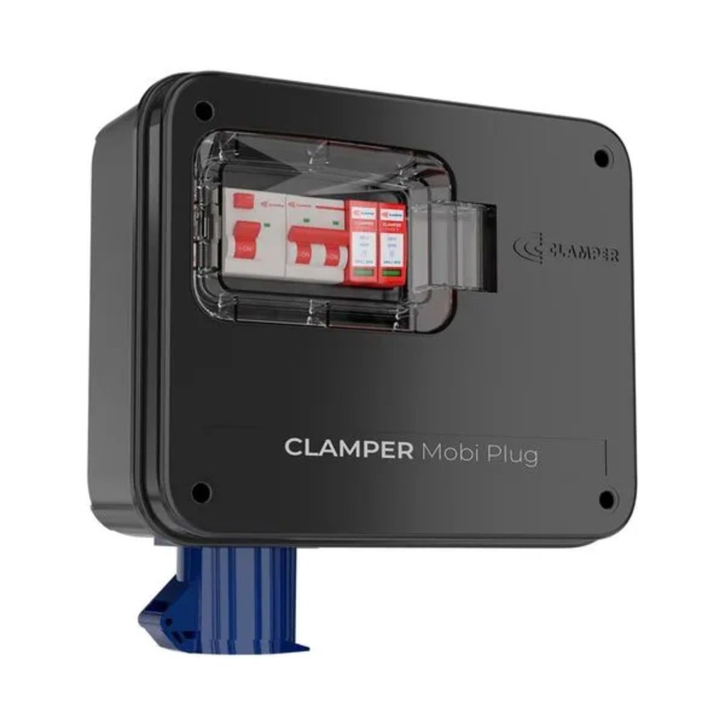 Quadro Proteção Carregador Veícular - 1 Tomada 32A e Medidor de Consumo Mobi Plug 220V 8KW CLAMPER em Oferta na Shopee