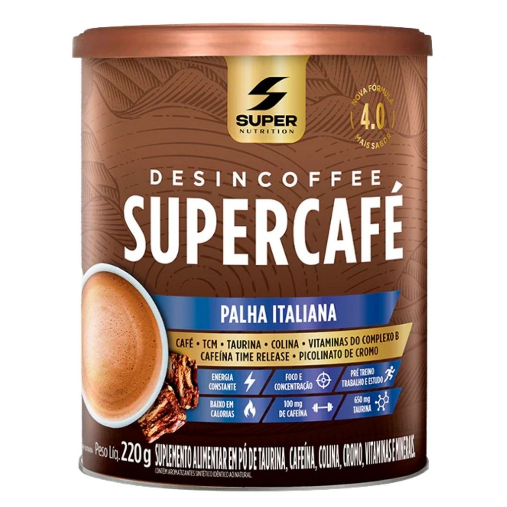 SuperCafe Palha Italiana C/220g - Super Nutrition em Oferta na Shopee