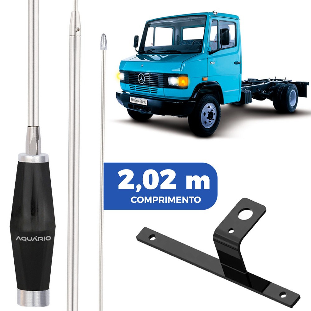 Antena Px Mini Maria Mole 1,40m Alongador Suporte Mercedes Mercedinho 709 710 Parafusos
