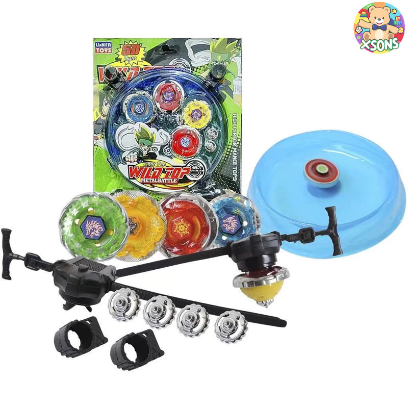 Brinquedo Kit 4 Beyblade Metal Fusion Led Tornado C/Arena 2 Lançador