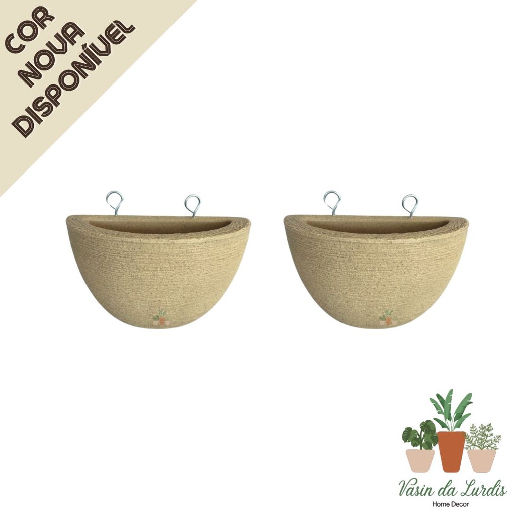 Kit 2 Vasos de Parede P Grafiato Polietileno Leve Resistente Decoração Interna e Externa em Oferta na Shopee