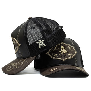 Boné Trucker Telinha Em Couro Atrevidu's Country Cavalgada Bordado em Oferta na Shopee