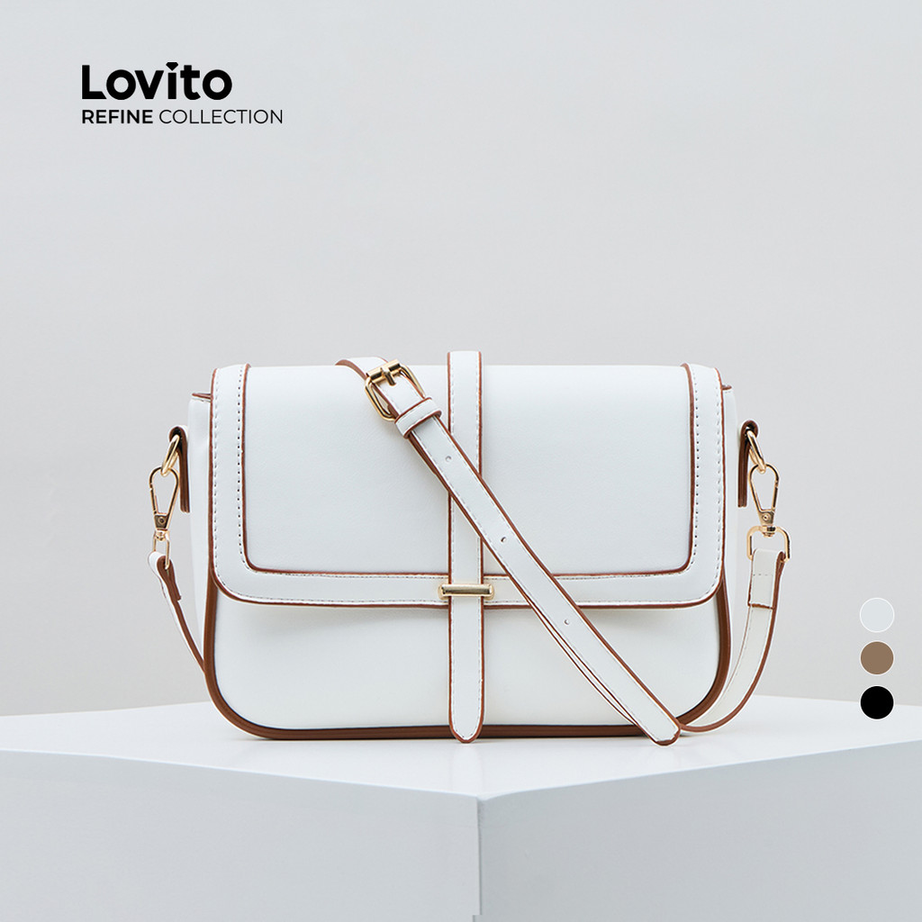 (Lovito Refine) Elegante simples temperamento pequena bolsa de ombro para mulheres LFAR11018