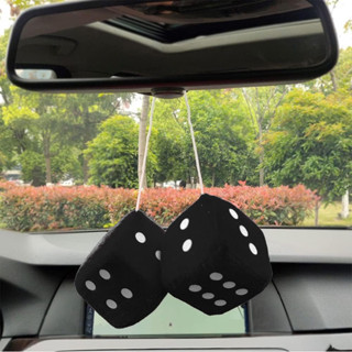 Par De Dados De Pelúcia Para Espelho Retrovisor De Carro , Pretos Interior Vintage Quadrados Acessórios De Suspensão De em Oferta na Shopee