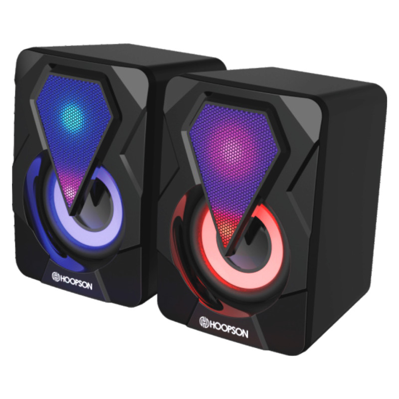 Caixa de Som Com LED 6W RGB Para Computador PC e Notebook USB P2 Hoopson CX-PC021