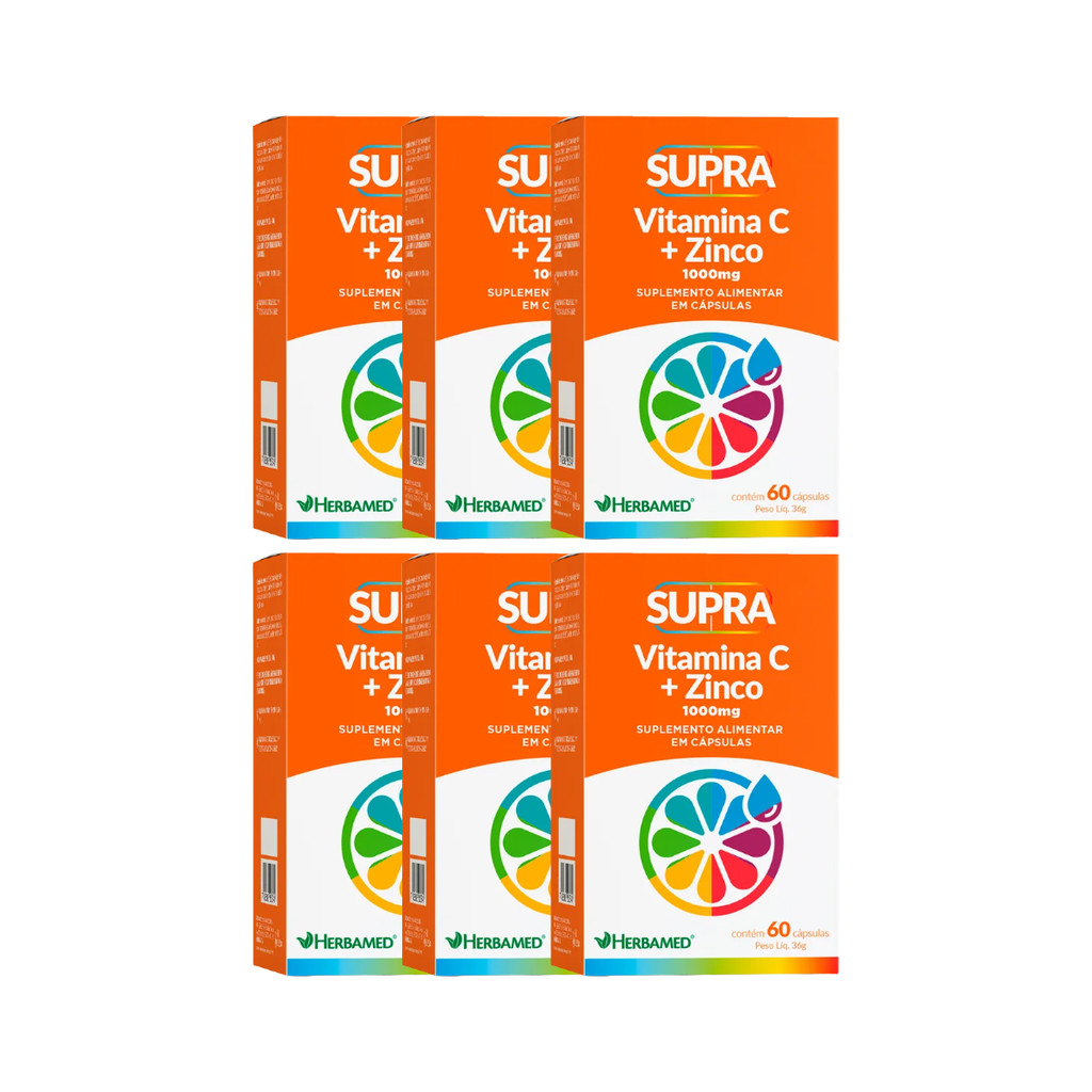 Kit 6un Vitamina C + Zinco Supra 60 Cápsulas - Herbamed
