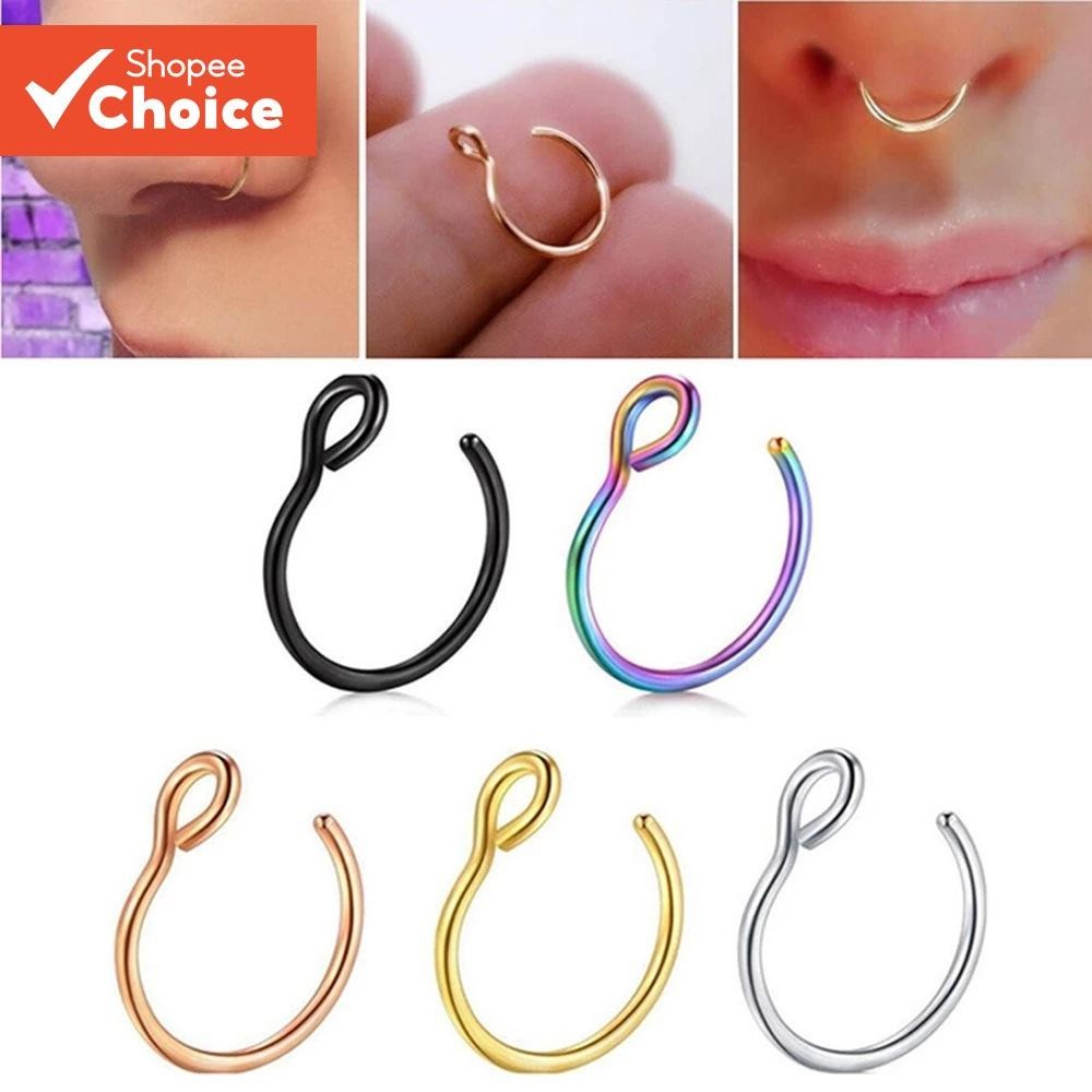 Joias De Piercing Corporal De Aço Inoxidável De Segurança , Brincos De Gancho Dourado , Pinos De Nariz E Cartilagem