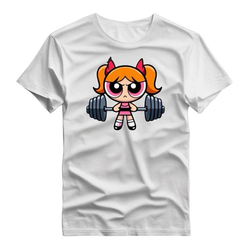 Blusa Feminina algodão Academia Feminina Algodão Menina Superpoderosa Florzinha Estampa Academia Treino Casual