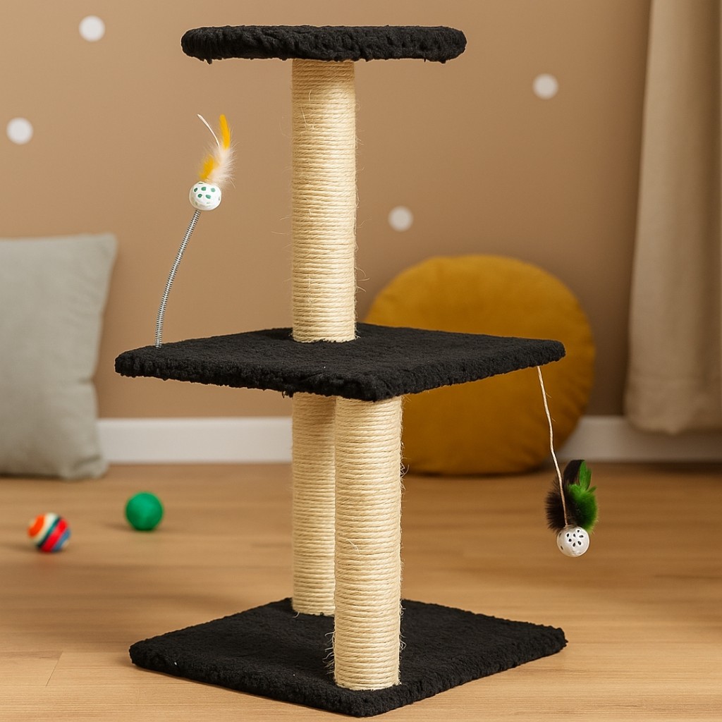 Arranhador para Gatos Pet com 3 Níveis e Brinquedo Suspenso em Oferta na Shopee