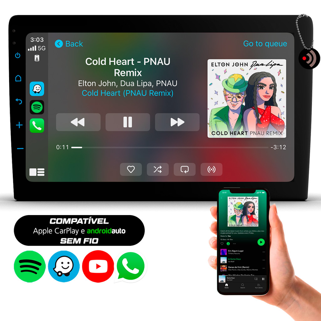 Multimídia 9" Polegadas Carplay Android Auto Sem Fio Com Espelhamento De Celular Bluetooth Aplicativos em Oferta na Shopee