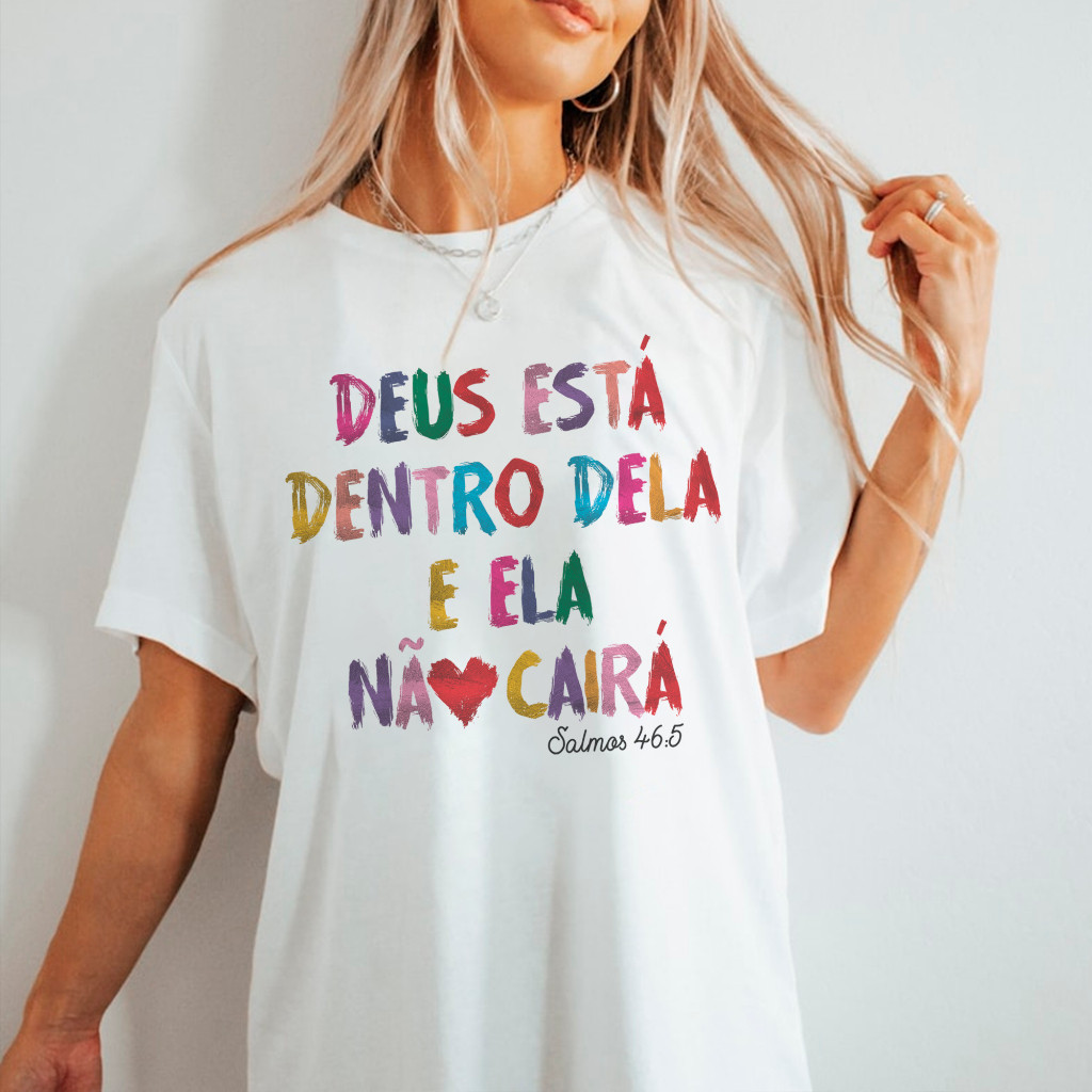 Algodão Camiseta Oversized ou Básica Unissex Algodão Estampada Moda Gospel Cristã Feminino ou Masculino 30.1 Premium Env