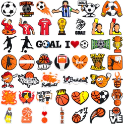MEIDJ Encantos De Sapato Tema De Futebol E Basquete 46 Estilo De Decorações Acessórios De PVC Com Botão