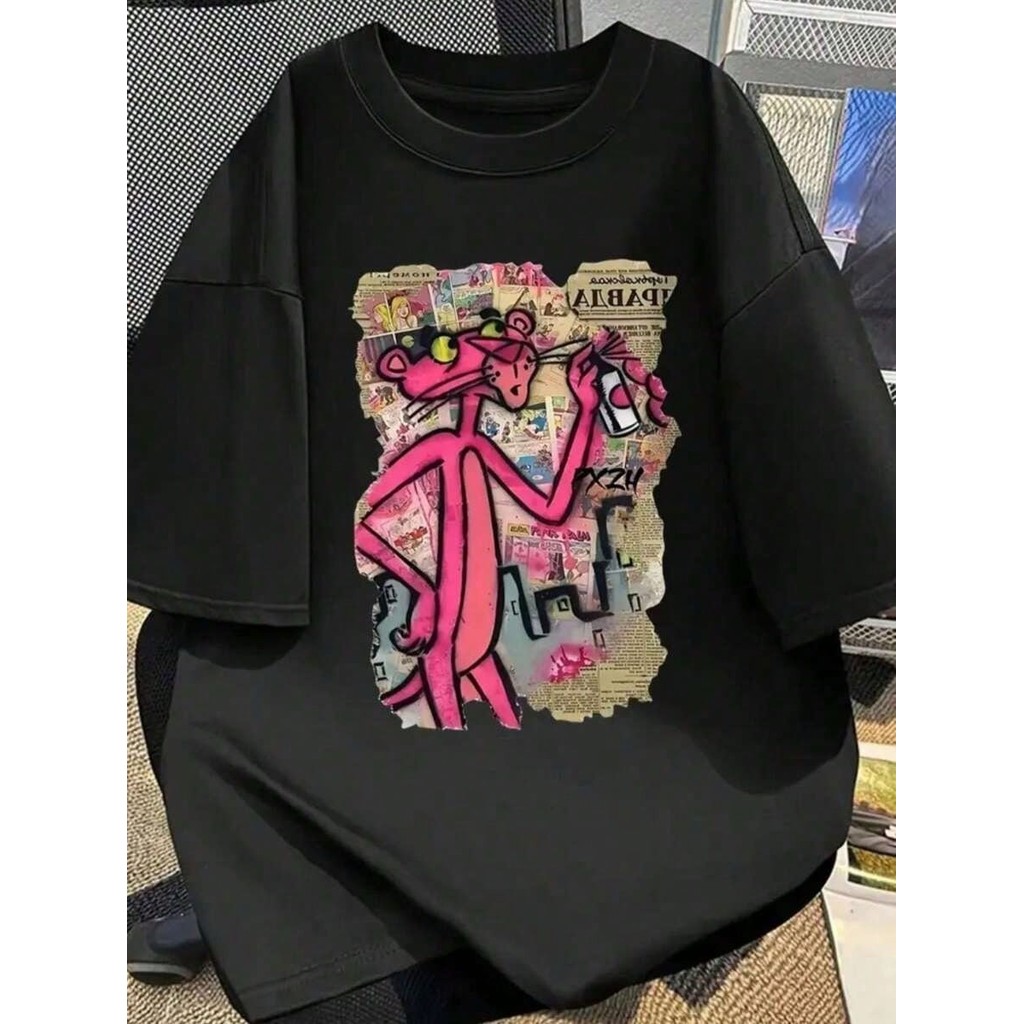 Camiseta masculina 100% algodão estampada pantera no jornal casual estiloso lançamento verão