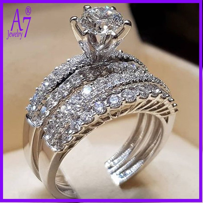 Anel De Moissanite Oco De Camada Dupla Em Prata 925 CSX214 em Oferta na Shopee