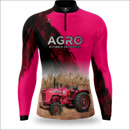 Camisa Agro Matreiro Pink Flowers Proteção Uv 50+