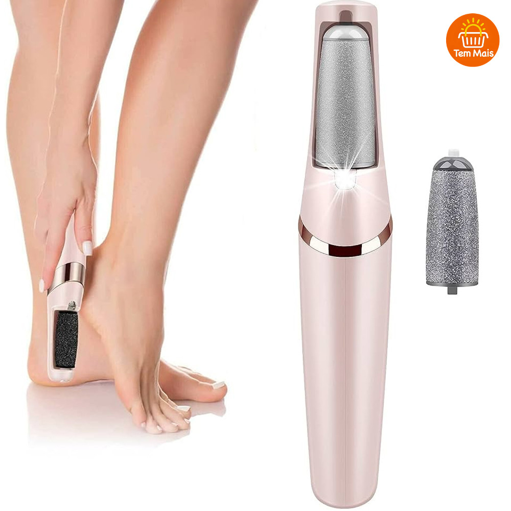Lixador de Pé Elétrico - Esfoliador Tira Calos Pedicure Portátil Marisa Lixa Elimina Calo Portátil Usb Pilha