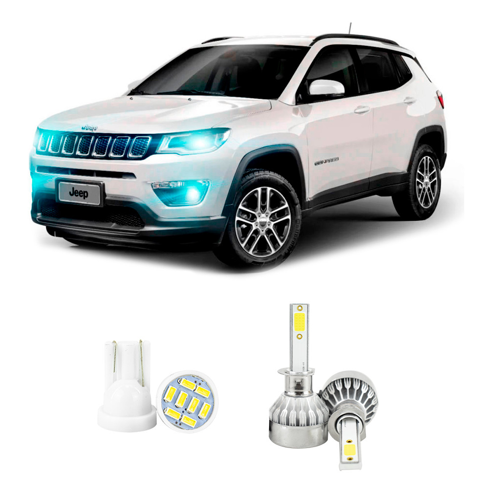 Lampada Led Farol Alto Jeep Compass 2017 A 2022 20000lm