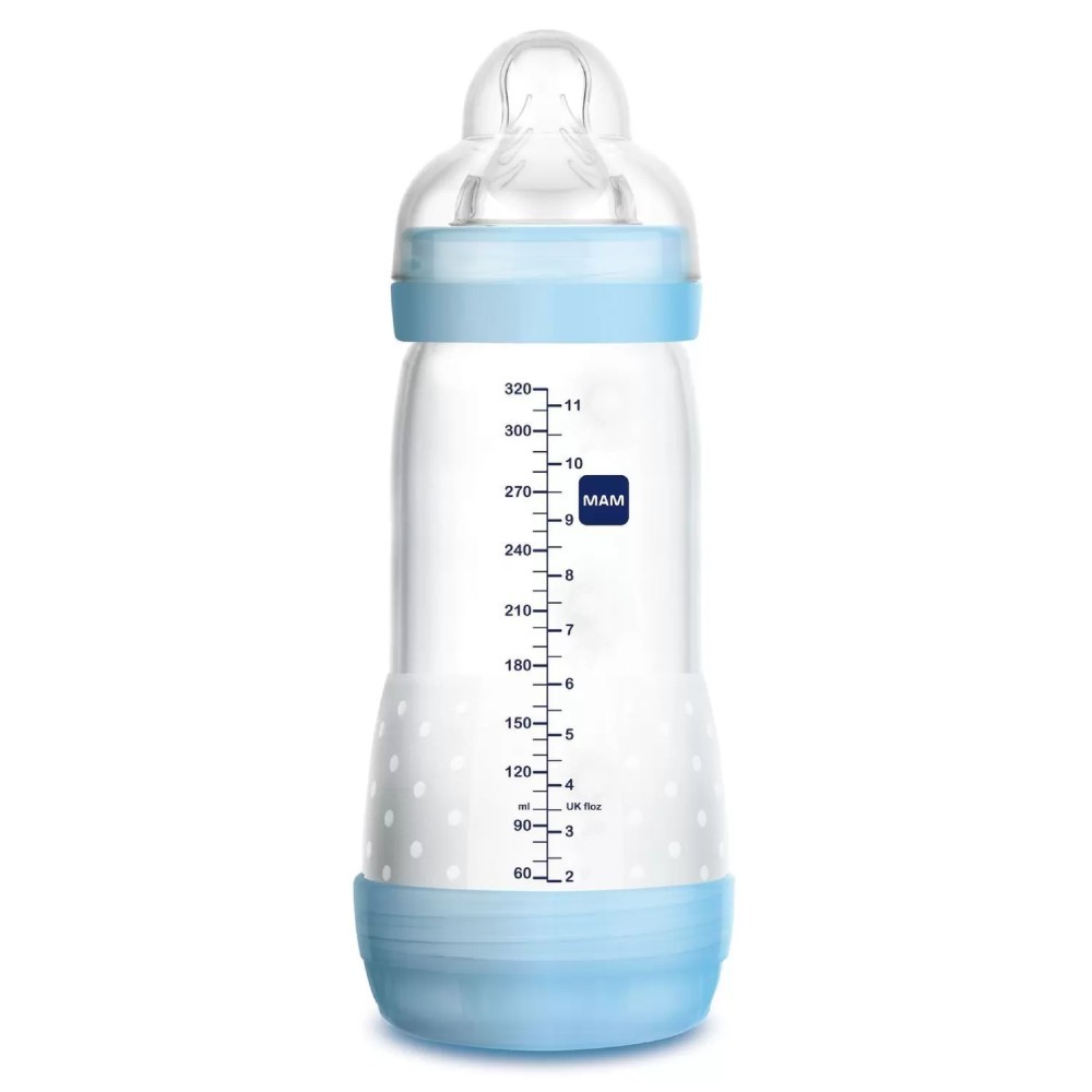 Mamadeira 320ml Easy Start Bico 4m+ Azul - MAM em Oferta na Shopee