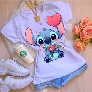 Camisa personalizada do Stitch camiseta blusa desenho babylook stich em Oferta na Shopee