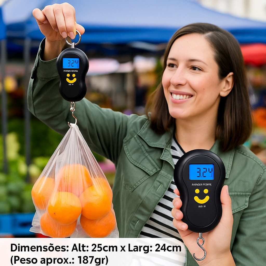 Balança Digital Gancho Precisão Peso Kilo Peixe Bolsa Sacola Grãos Confeitaria Temperos Leve