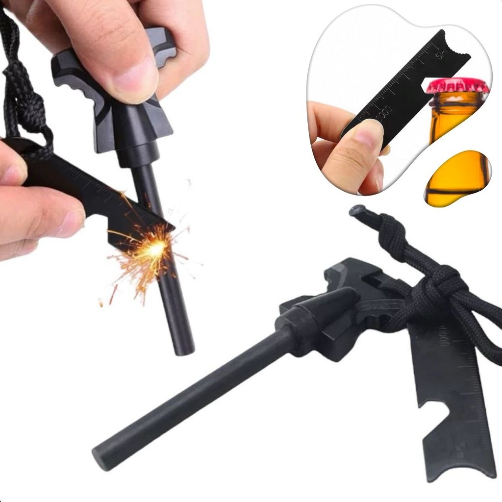 Pederneira Fogo Isqueiro Acampamento Magnesio Camping Preto em Oferta na Shopee