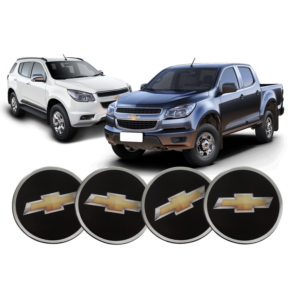 Jogo de Adesivo Resinado Centro Calota Roda 6,3cm Logo Emblema GM Chevrolet S10 Blazer TrailBlazer Equinox Tracker
