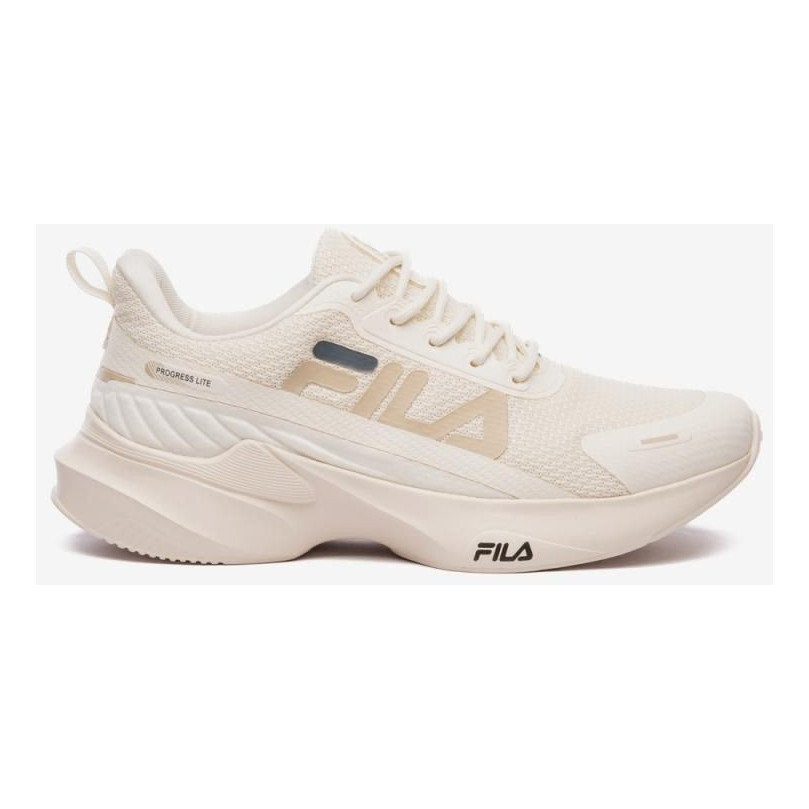 Tênis Fila Progress Lite Feminino Bege Caminhada Original Corrida Leve Confortável Mulher
