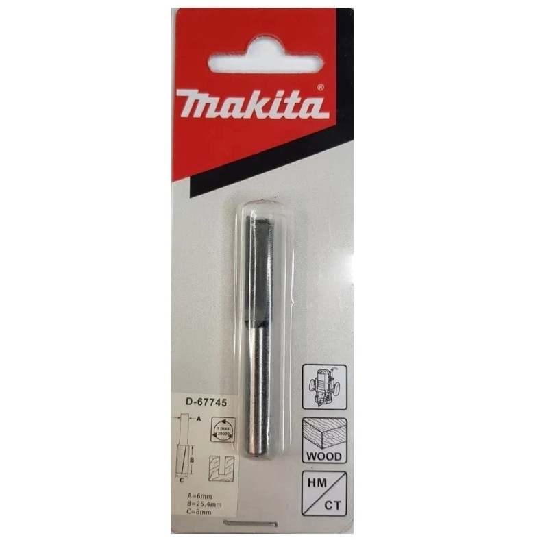 Fresa Paralela 6 mm x 8 mm x 57,4 mm x 25,4 mm Makita