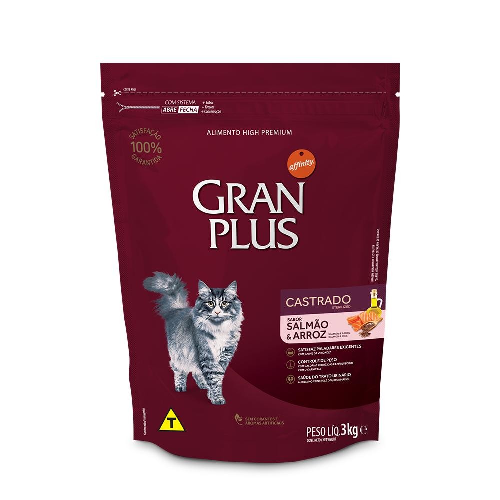 Ração Seca GranPlus Menu Salmão & Arroz para Gatos Adultos Castrados em Oferta na Shopee