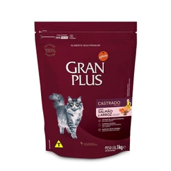 Ração GranPlus Gatos Adultos Castrados Salmão & Arroz 3Kg