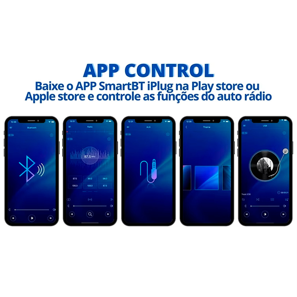 Detalhes do Rádio Automotivo Leitor Player Carro Bluetooth 2 USB SD CARD Auxiliar com Controle Remoto