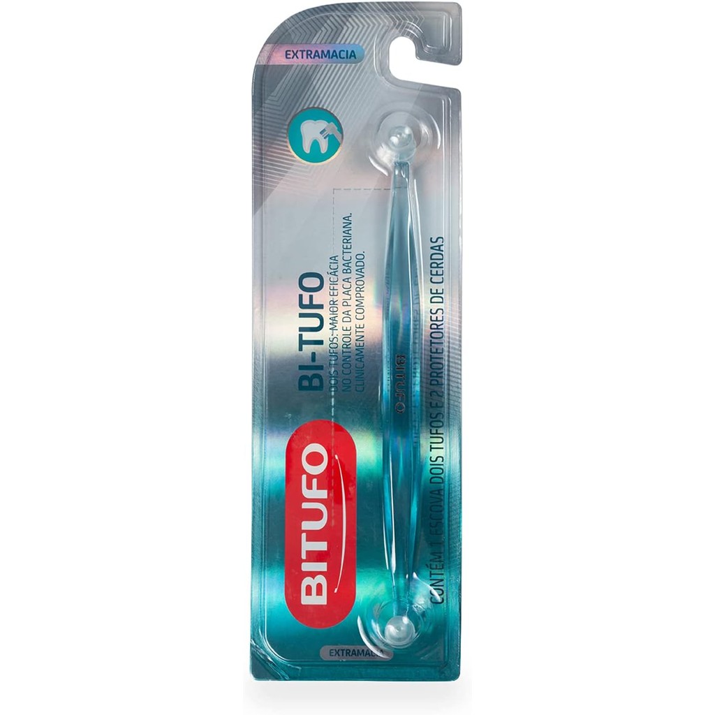 Escova Dental Bitufo Dois Tufos Extra Macia com 1 unidade + 2 protetores de Cerdas em Oferta na Shopee
