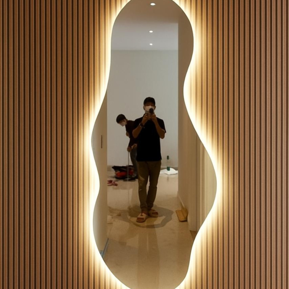 Espelho Grande Corpo Inteiro Espelho Comprido Com LED Espelho Para Sala Quarto Espelho Orgânico