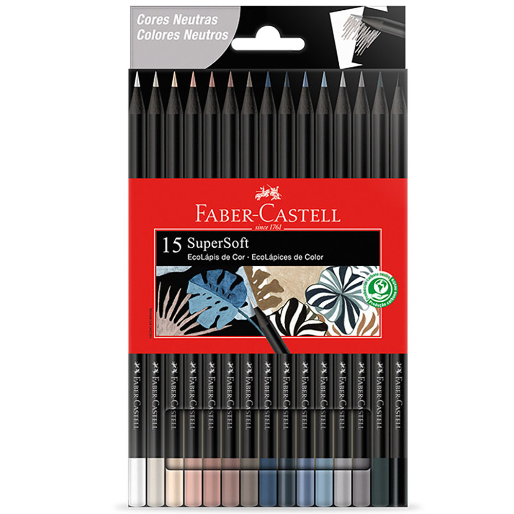 Lápis de cor SuperSoft 15 cores neutras 120715SOFTCN Faber-Castell em Oferta na Shopee