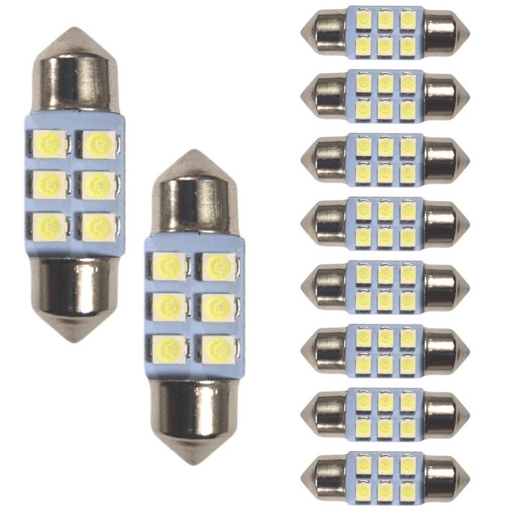 KIT 10 LAMPADA TORPEDO 6 LED C5W 31 MM BRANCO 12V em Oferta na Shopee