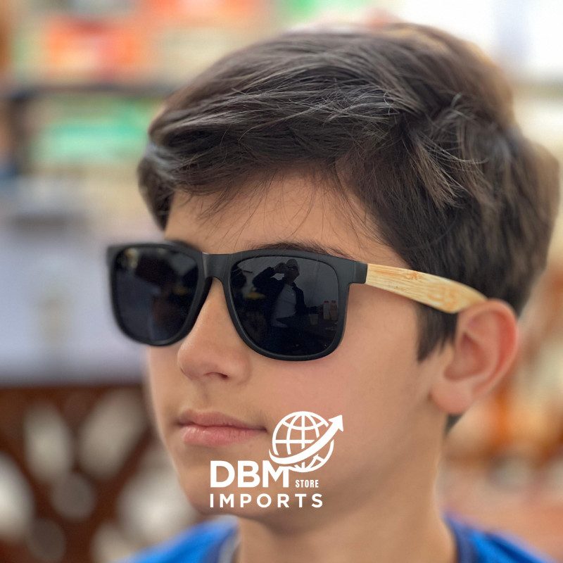 Óculos de sol Infantil Unissex | Lentes Pretas, 24k com proteção UV 400 em Oferta na Shopee