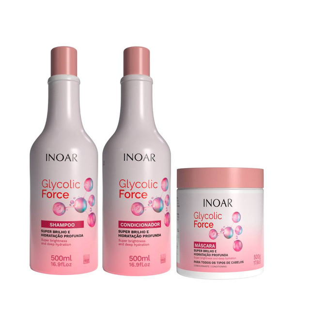Inoar Glycolic Force Kit 3 Produtos 500ml em Oferta na Shopee