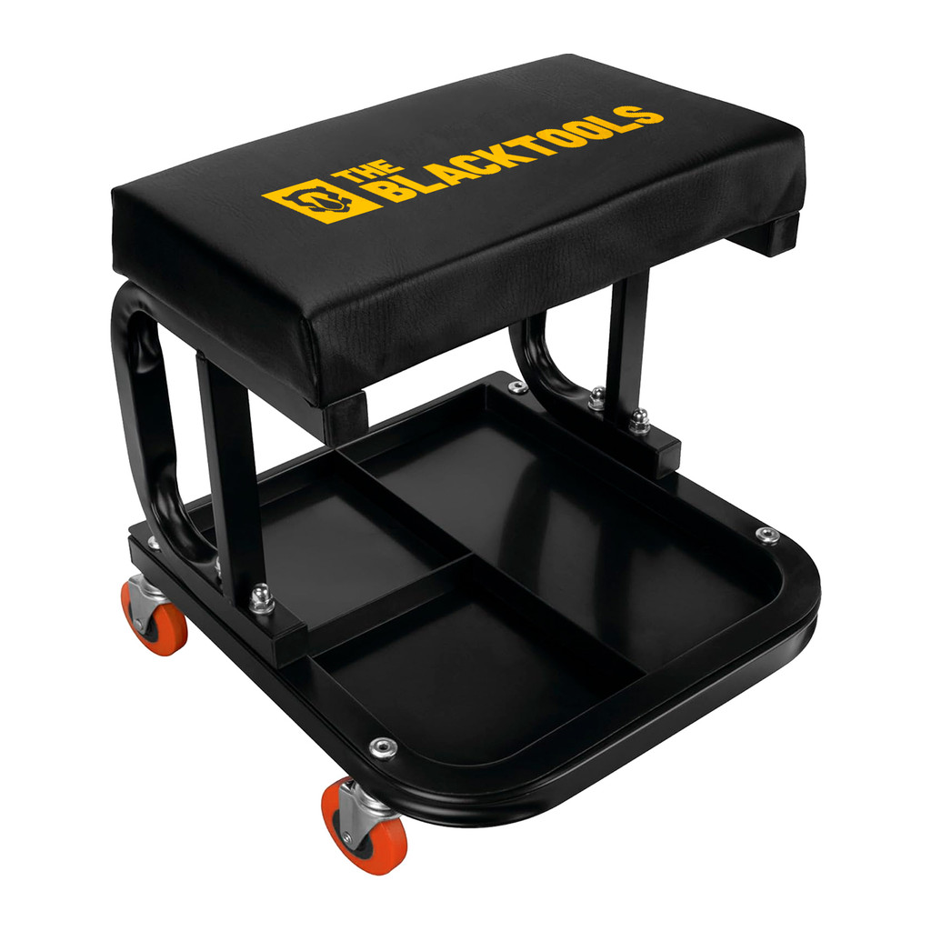 Banqueta Com Assento Para Mecânico 140kg Com Rodízio Porta Ferramentas The Black Tools