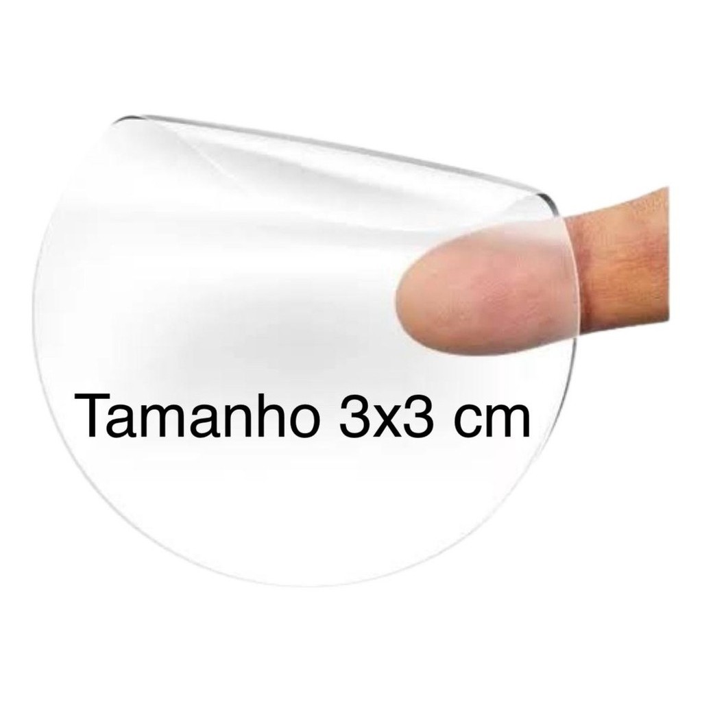 1.000 Lacres Adesivos Transparentes Redondo Tamanho 3x3 Cm Massai
