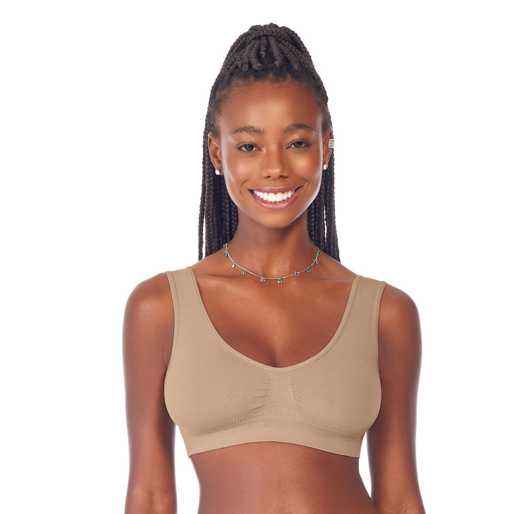 Sutiã Top Anatômico c/ Alça Larga sem Costura Bege