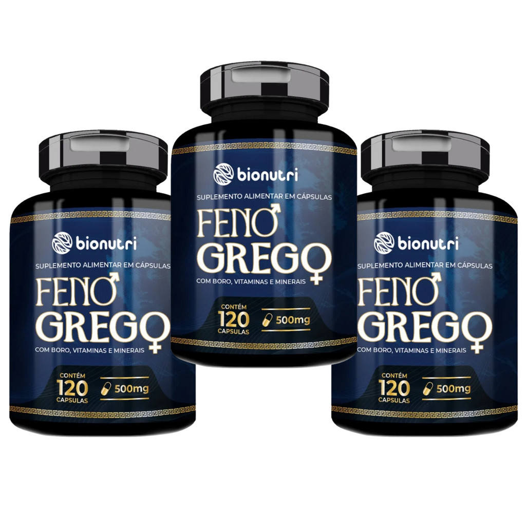 Kit 3x Feno Grego BioNutri 120 Cápsulas 500mg - 3 Unidades