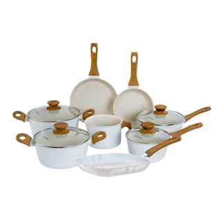 Jogo de Panelas Antiaderente Cerâmica Cooktop Fogão Indução Kit 8 Peças Conjunto Marmol em Oferta na Shopee