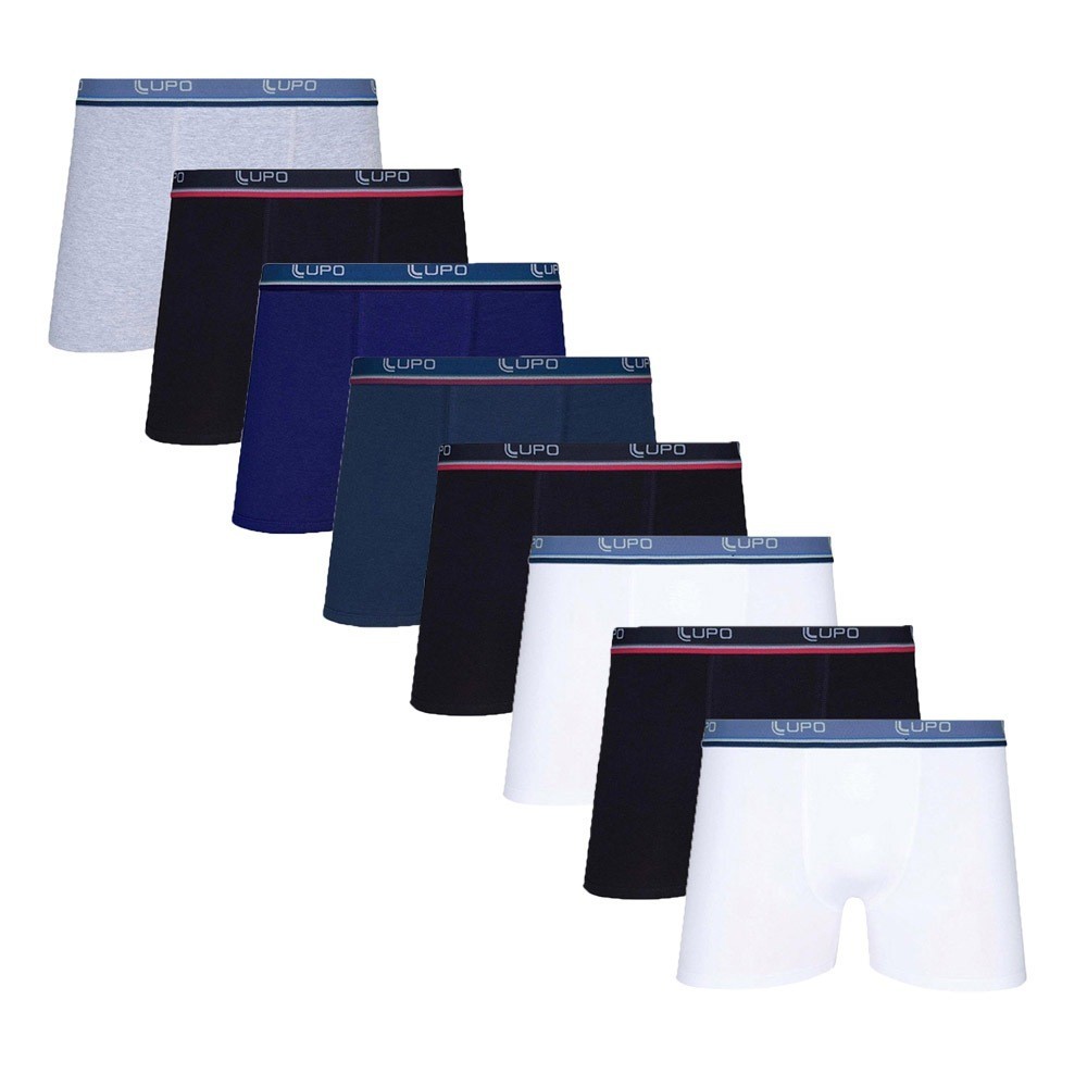 Kit 8 Cuecas Boxer Lupo Algodão 523 Masculina Sortidas - Men Clothes
