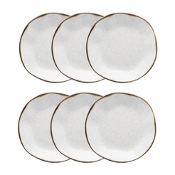 Conjunto 6 Pratos Fundo 22,5 cm Ryo Maresia Porcelana Oxford