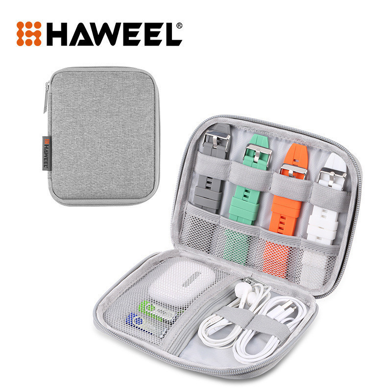 Haweel Multifuncional Cabo De Dados Carregador Armazenamento Bolsa Flat Digital Organizador De Fone De Ouvido