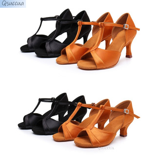 Qsuccua Dança Latino Feminina Adulta 5,5cm/7,5cm Sandálias De Sola Macia Indoor