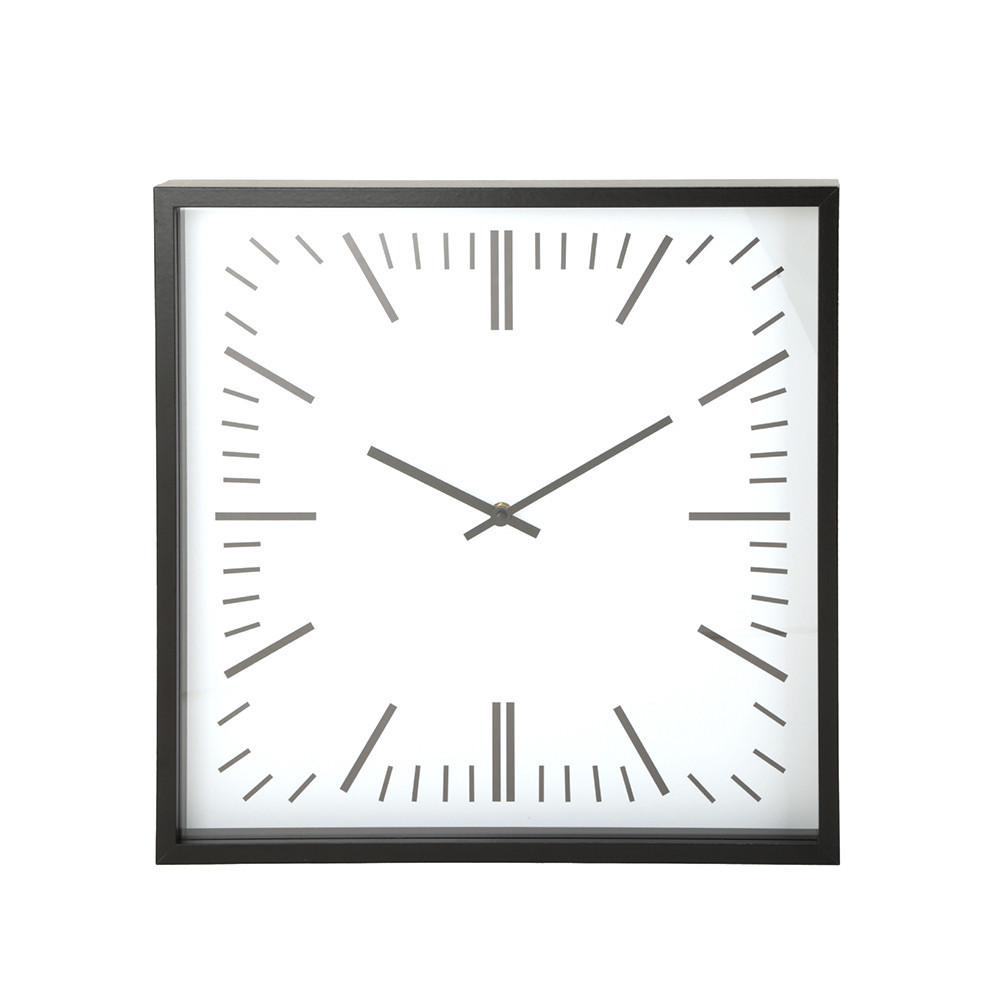 Relógio de Parede Quadrado Minimalista Preto e Branco - 40cm x 40cm