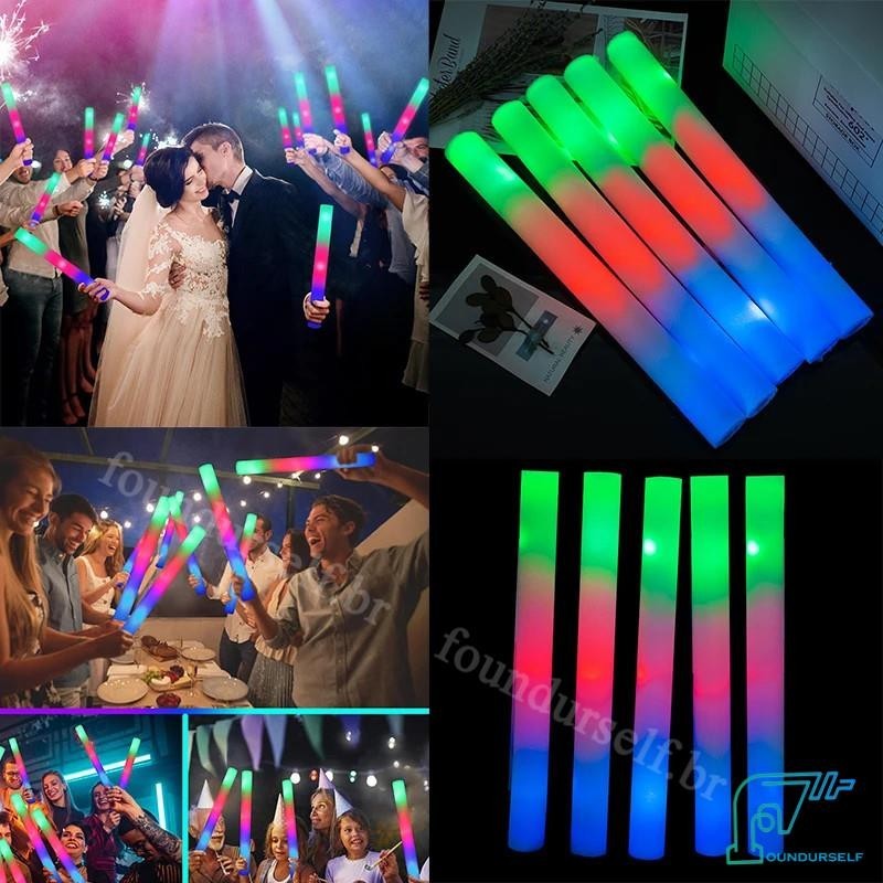 5PCS LED Glow Sticks A Granel Colorido RGB Foam Stick Tubo De Espuma De Alegria Luz Escura Para Aniversário De Natal Suprimentos Festas De Casamento