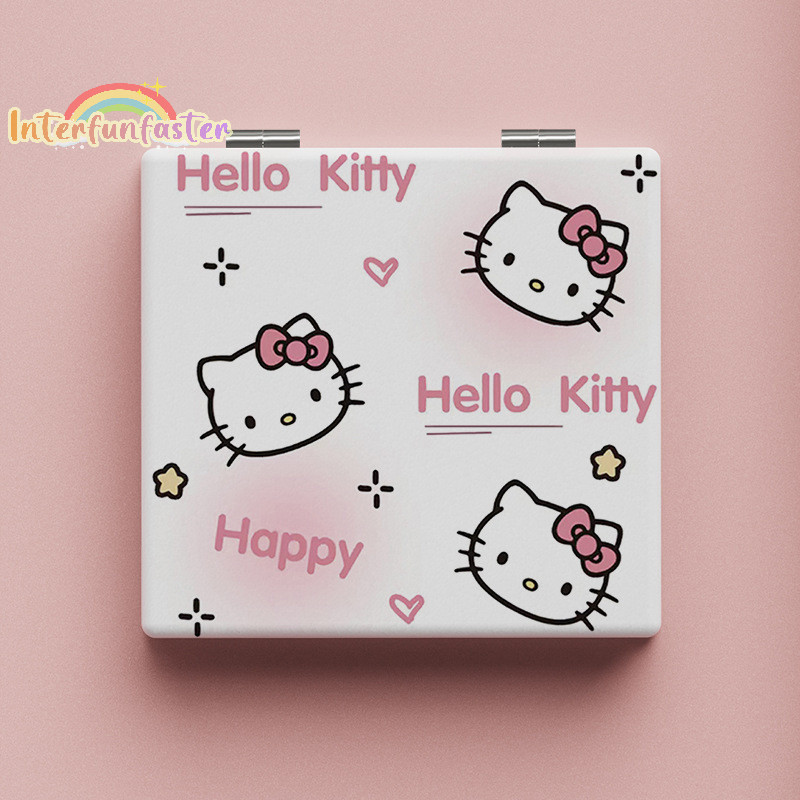 [FunfasterB] Hello Kitty Mirror Portátil Espelho Pequeno Sanrio Espelhos Portáteis Dobráveis Padrão Dupla Face Maquiagem Para Menina [Novo]