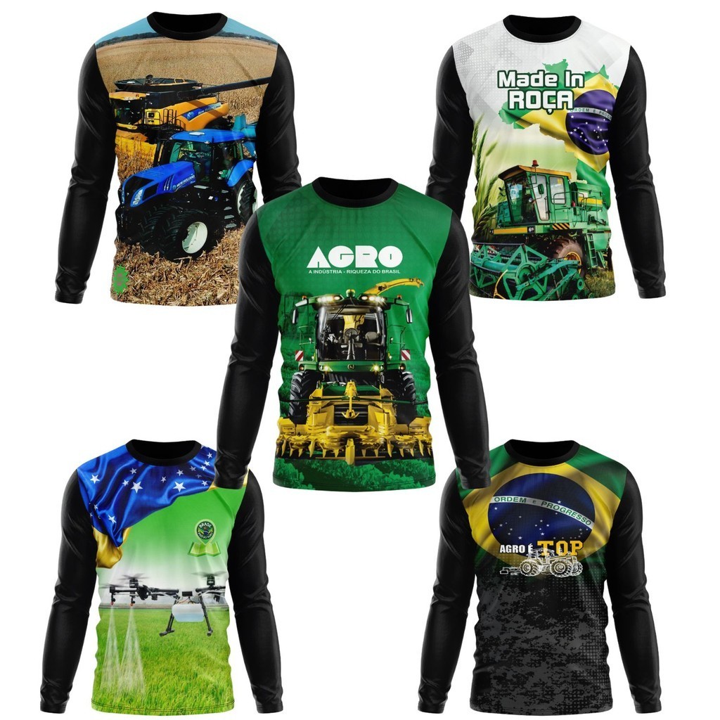 Camisa Camiseta Masculina e Feminina Uv Proteção Solar Agro Rural Trator em Oferta na Shopee